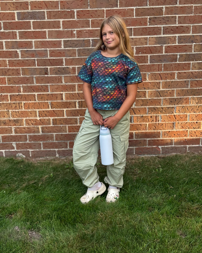 Rainbow Dragon Scales Over Sized T Shirt