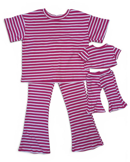 Striped T-Shirt & Flare Leggings Set