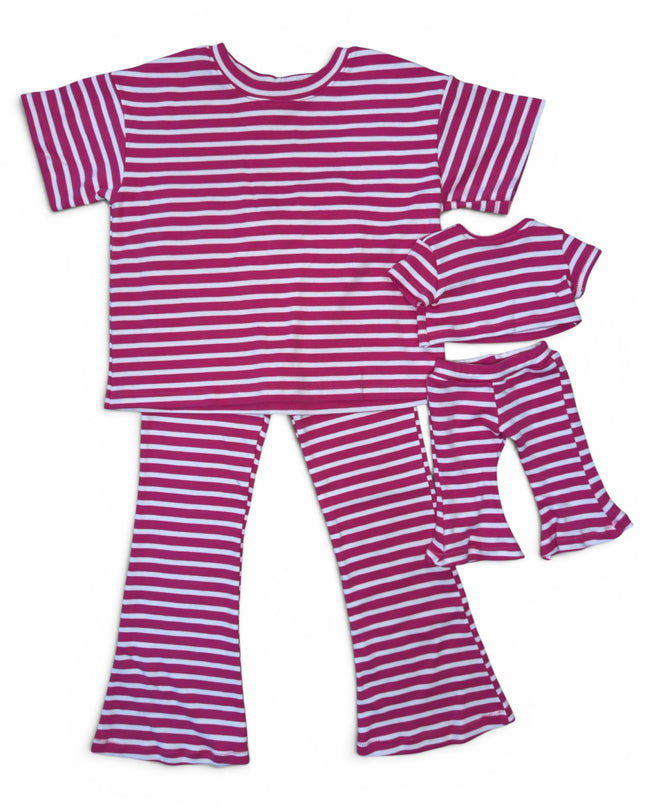 Striped T-Shirt & Flare Leggings Set