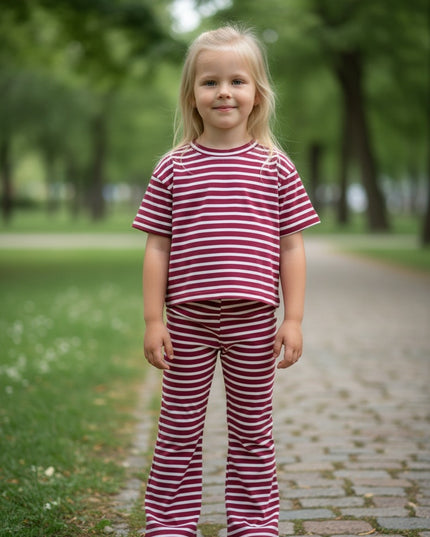 Striped T-Shirt & Flare Leggings Set
