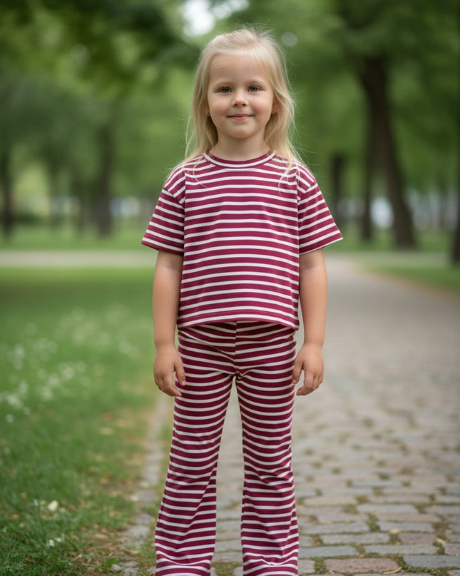 Striped T-Shirt & Flare Leggings Set