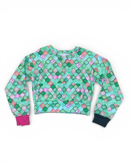 Watercolor Tiles Cropped Sweatshirt