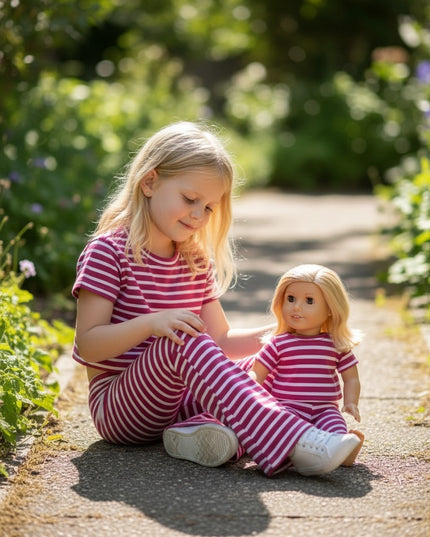 Striped T-Shirt & Flare Leggings Set