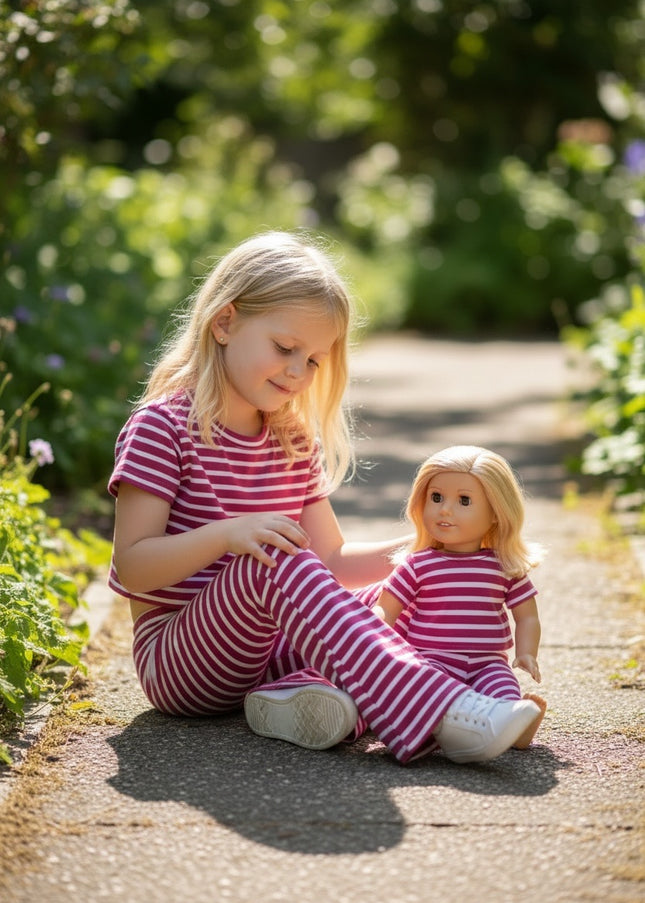Striped T-Shirt & Flare Leggings Set