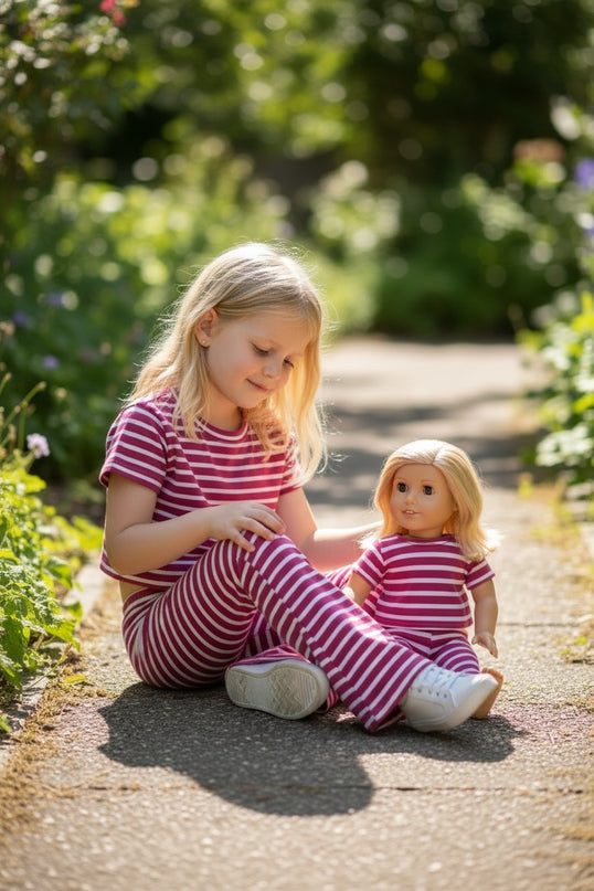 Striped T-Shirt & Flare Leggings Set