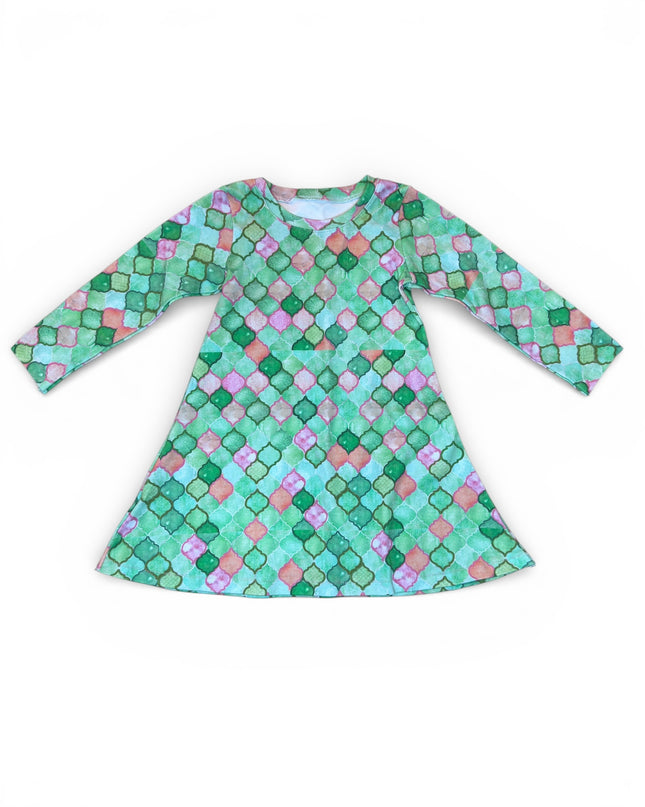 Watercolor Tiles Toddler Swing Dress