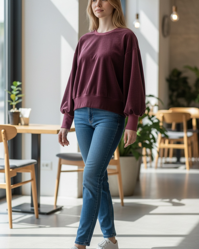 Zinfadel Bamboo Velour Cropped Sweatshirt