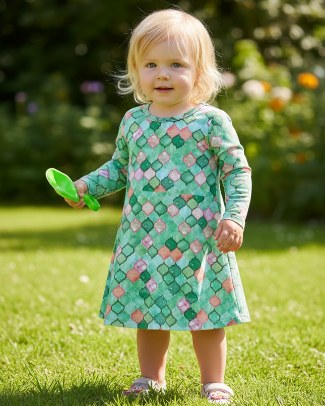 Watercolor Tiles Toddler Swing Dress