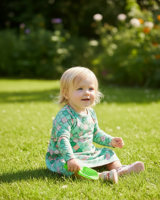 Watercolor Tiles Toddler Swing Dress