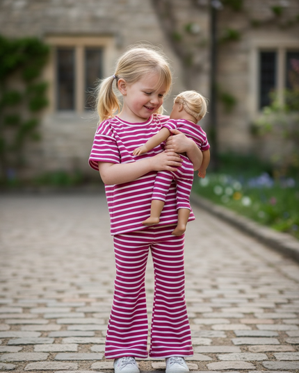 Striped T-Shirt & Flare Leggings Set