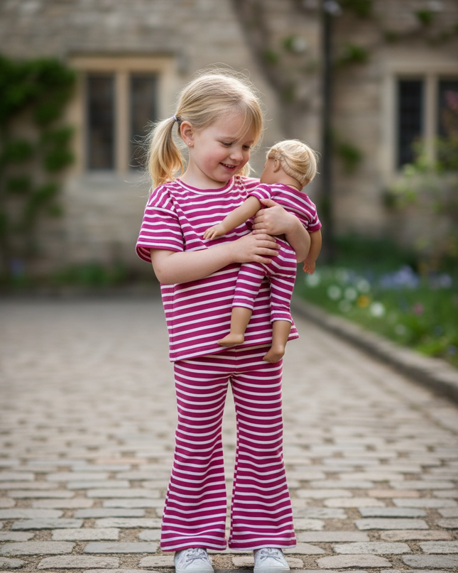 Striped T-Shirt & Flare Leggings Set
