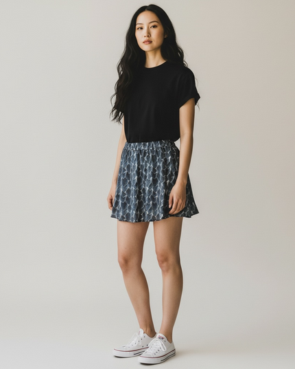 Bubble Hem Mini Skirt Night Dragon