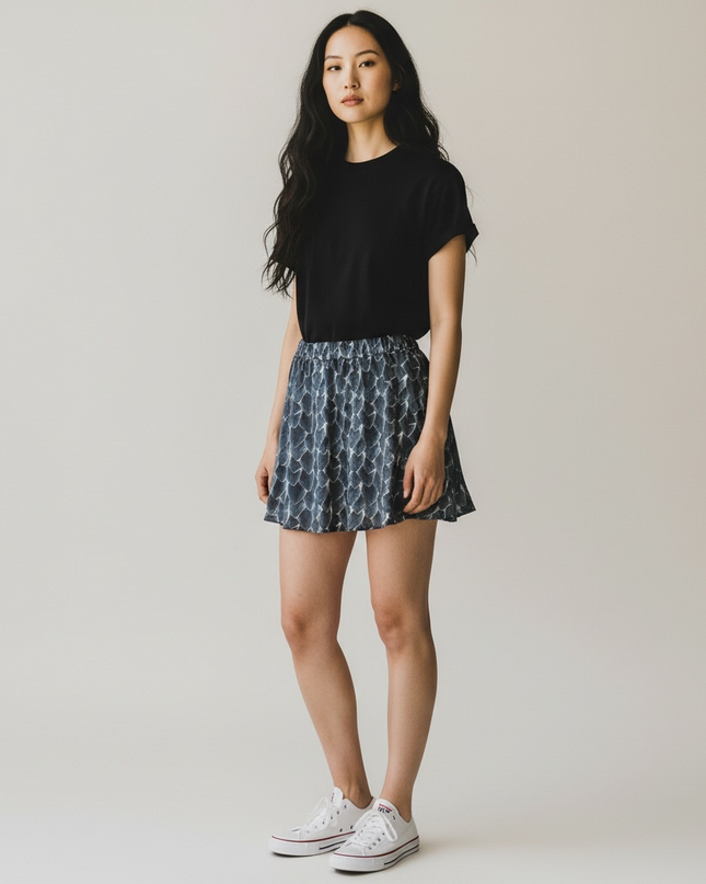 Bubble Hem Mini Skirt Night Dragon