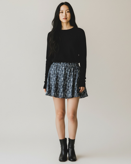 Bubble Hem Mini Skirt Night Dragon
