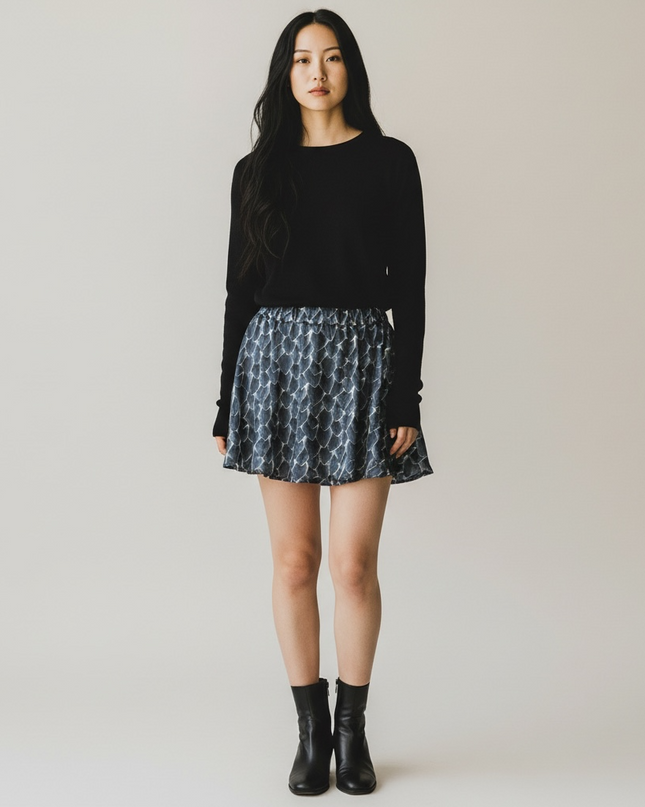 Bubble Hem Mini Skirt Night Dragon