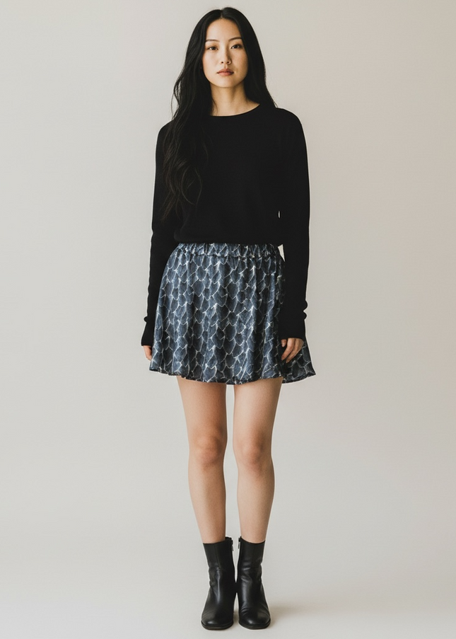 Bubble Hem Mini Skirt Night Dragon